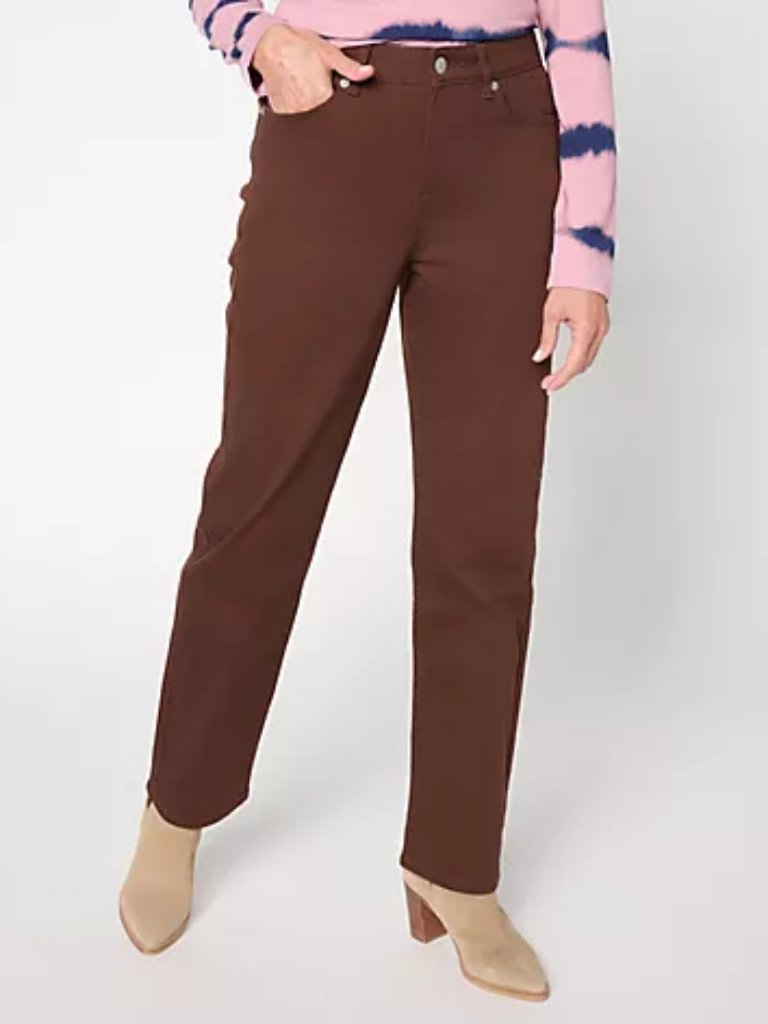 Logo By Lori Goldstein Reg Colored Straight Leg Jeans, Coffee Sz 20w A712490